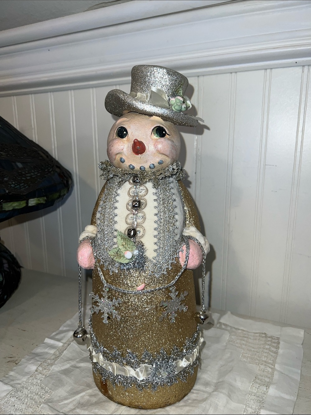 Vintage Katherine’s Collection Christmas Mica Snowman decoration 14”